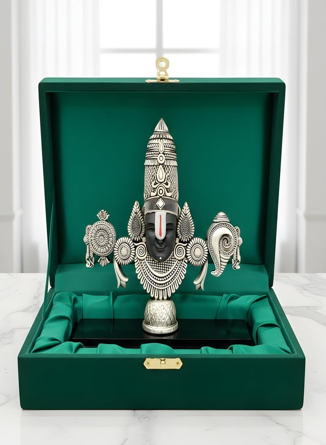 Dev Aastha 999 Silver Plated Balaji Statue | 4-Inch Divine Vastu Table Decor for Pooja Room & Prayer Room | Auspicious Lord Venkateswara Idol & Religious Gifting Item - Image 1